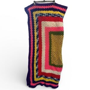Funky Colors Multicolor Handmade Crochet Blanket